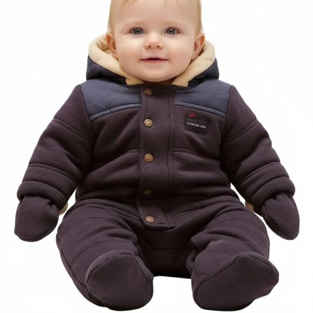 Calvin Klein Jeans Infant Baby Boy Quilted Footie Snowsuit Navy Blue Size 0/3M